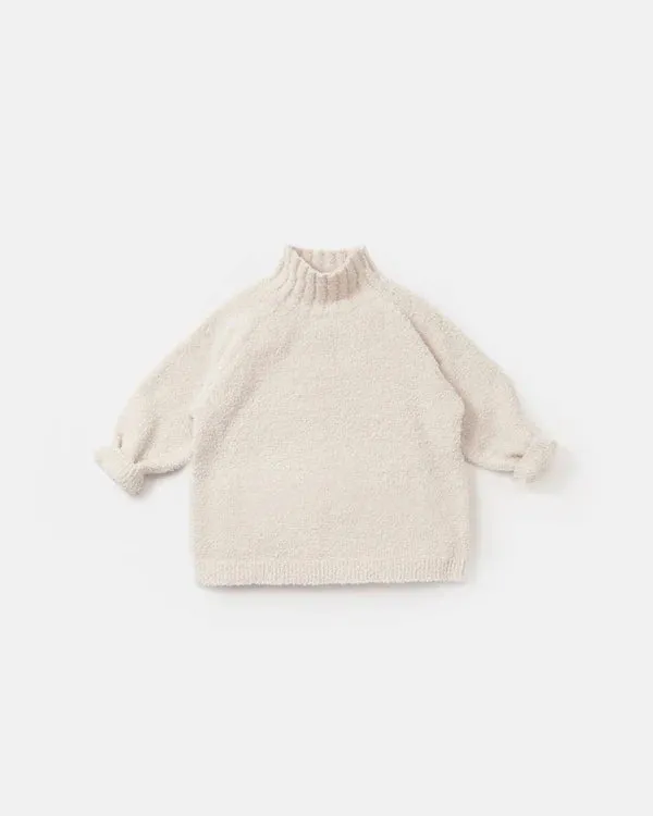 7AM - Boxy Mock Neck Sweater - Fuzzy