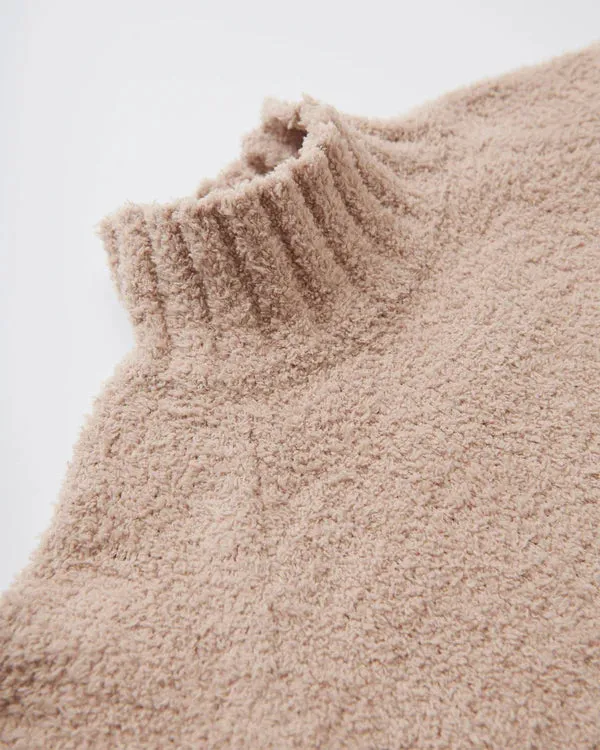 7AM - Boxy Mock Neck Sweater - Fuzzy