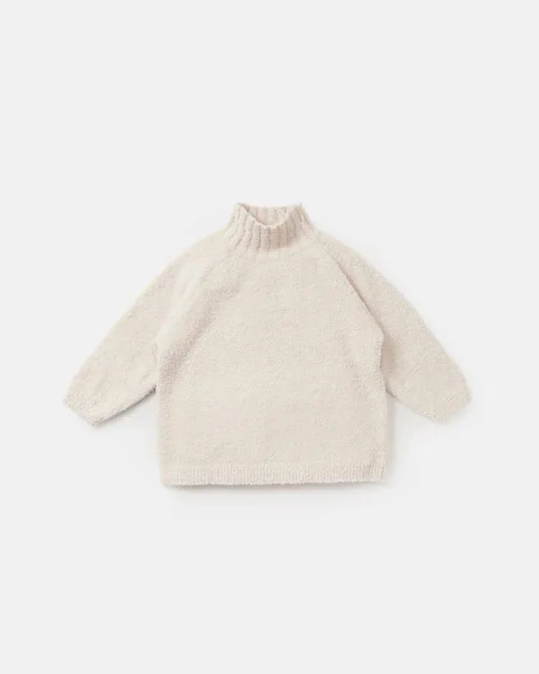 7AM - Boxy Mock Neck Sweater - Fuzzy