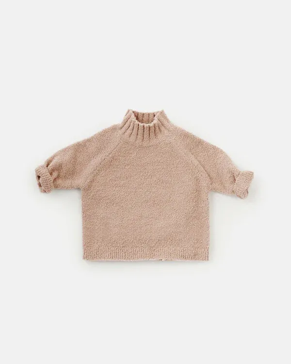 7AM - Boxy Mock Neck Sweater - Fuzzy