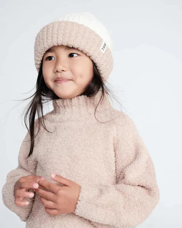7AM - Boxy Mock Neck Sweater - Fuzzy