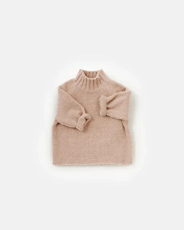 7AM - Boxy Mock Neck Sweater - Fuzzy