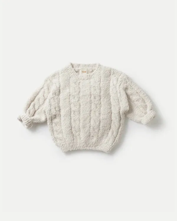 7AM - Boxy Sweater Cable Fuzzy
