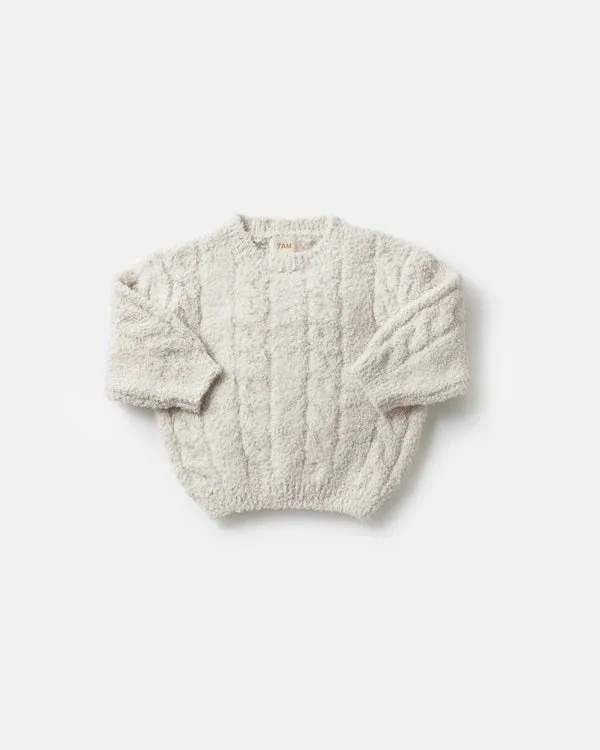 7AM - Boxy Sweater Cable Fuzzy