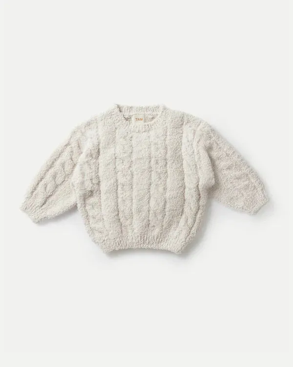 7AM - Boxy Sweater Cable Fuzzy