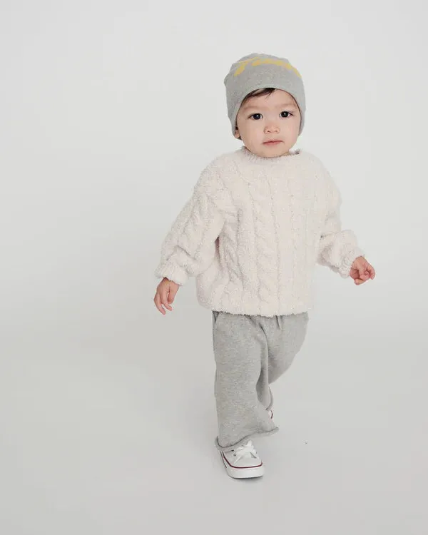 7AM - Boxy Sweater Cable Fuzzy