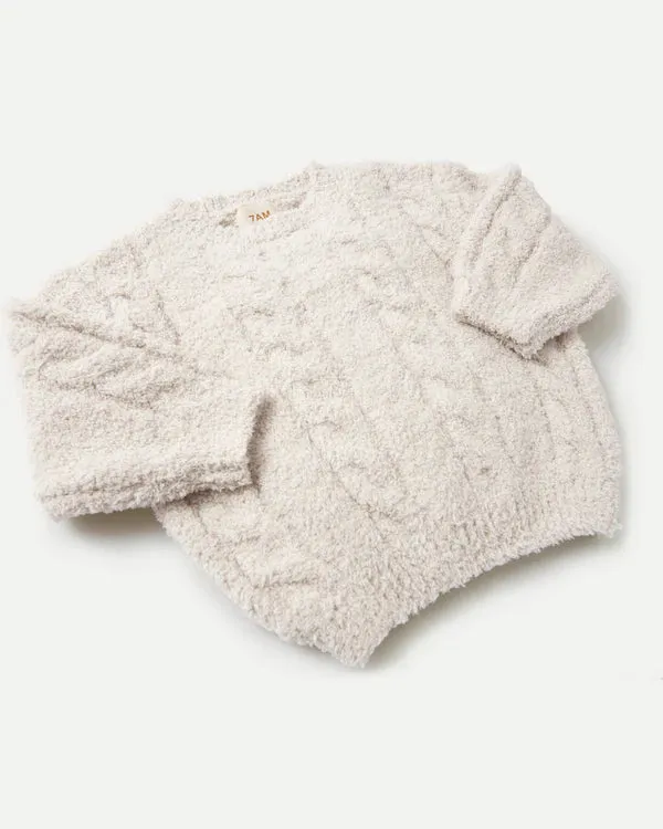 7AM - Boxy Sweater Cable Fuzzy