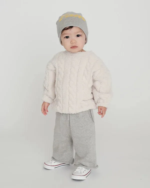 7AM - Boxy Sweater Cable Fuzzy