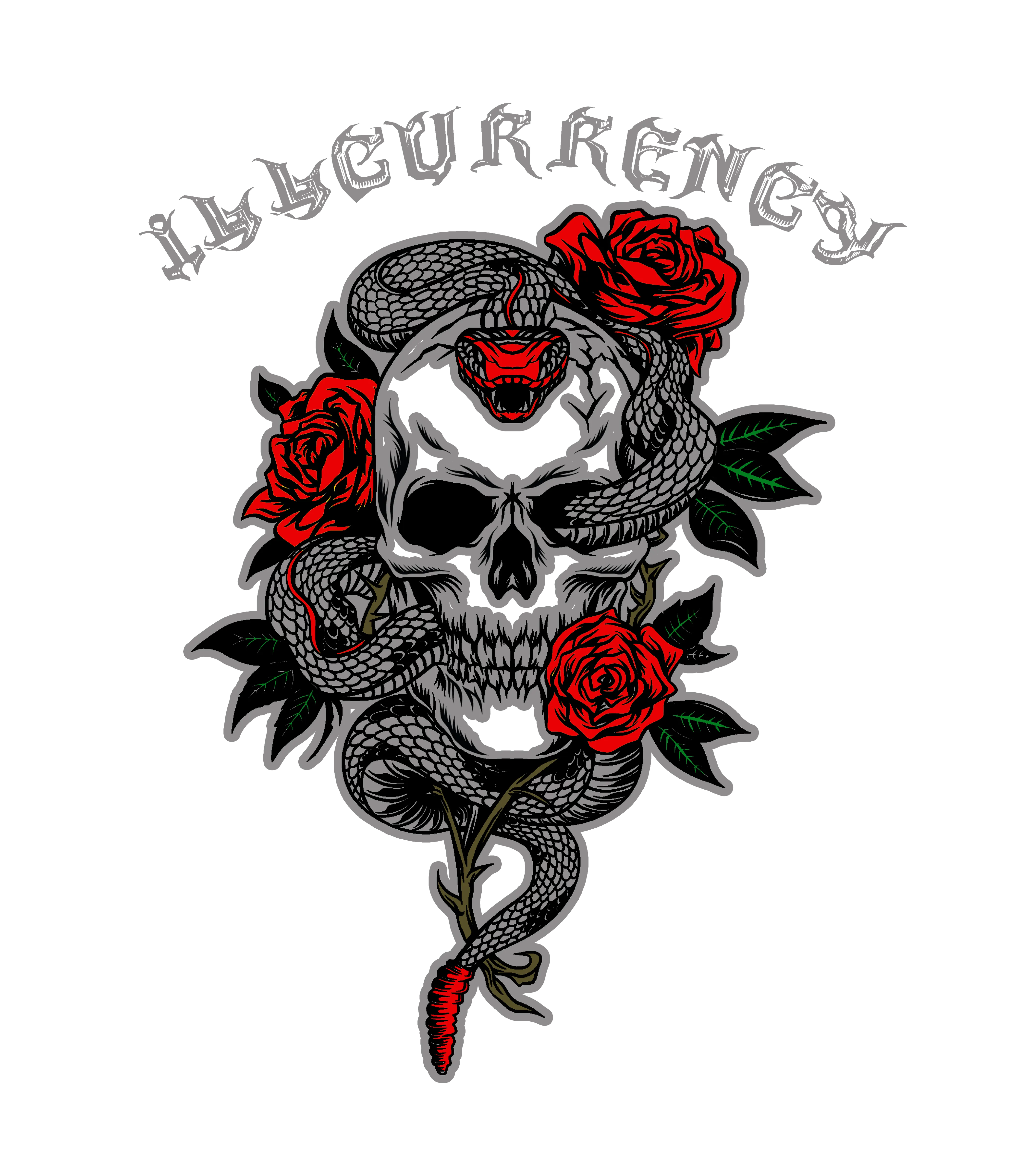 Air Jordan 13 Wolf Grey - White T-Shirt (Snake skeleton rose)
