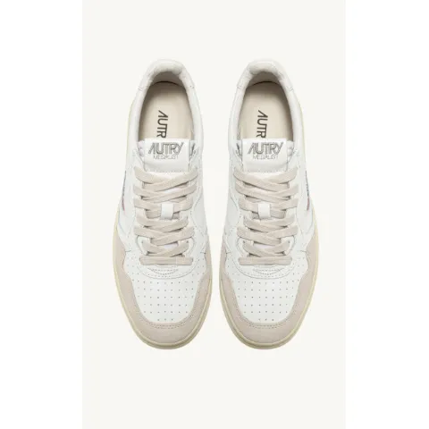 Autry Medalist Low Sneakers in Suede and Leather White