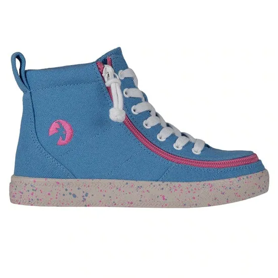 Billy Footwear Kid's Girls High Top Sneakers- Blue/ Pink Speckle