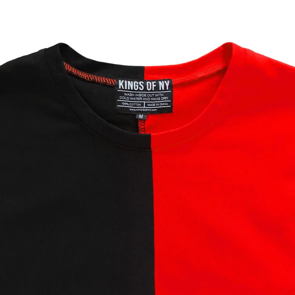 Black And Red Split Mens Short Sleeve T-Shirt