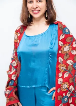 Blue Modal Silk Blouse