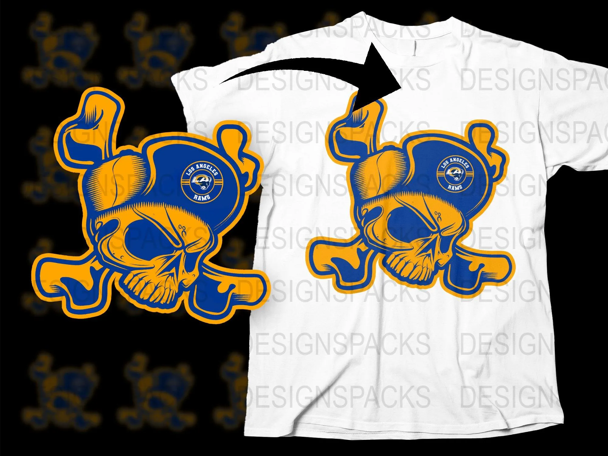 Bold Skull Design Los Angeles Rams Fan Png Digital Download