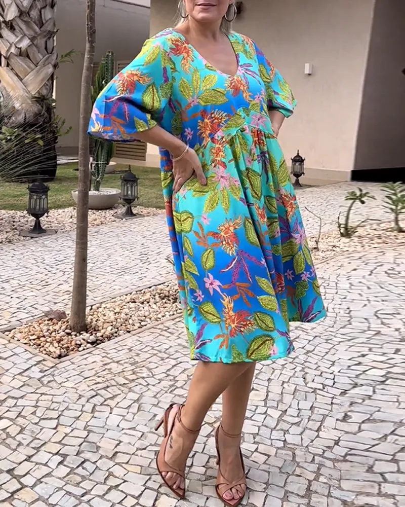 Botanical print casual dress