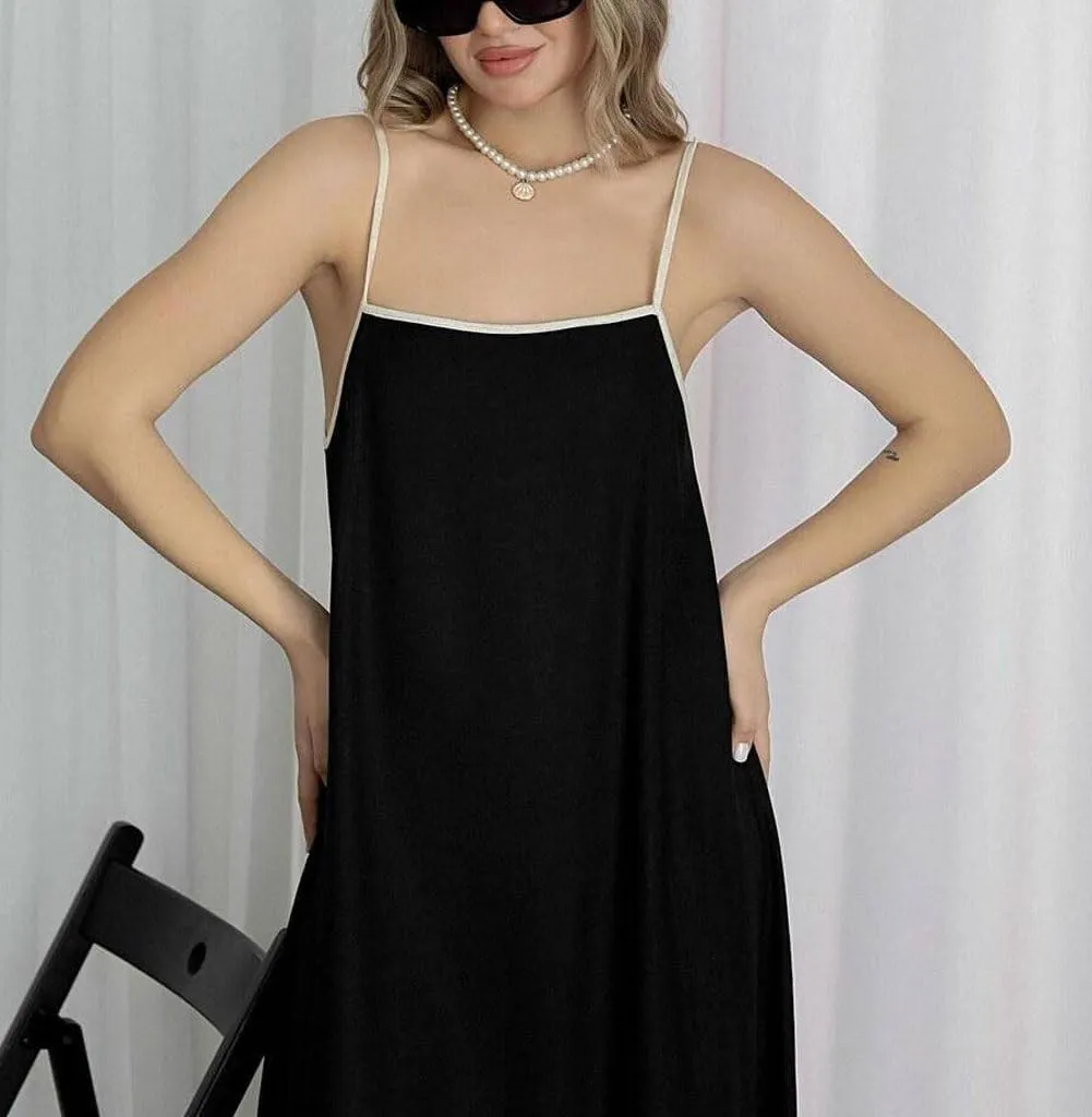 CHARTOU Women Summer Spaghetti Straps Linen Sleeveless Maxi Long Flowy Dress