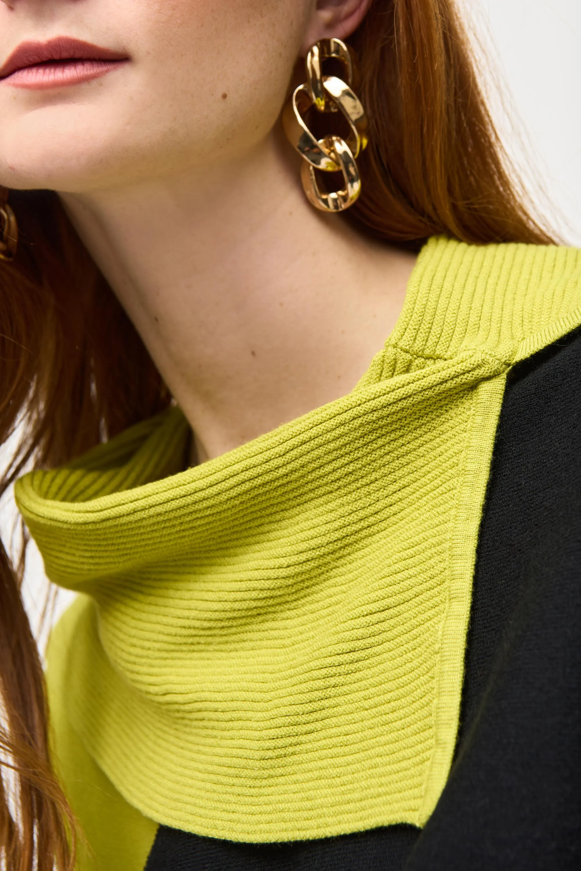 Color-Block Jacquard Sweater Top