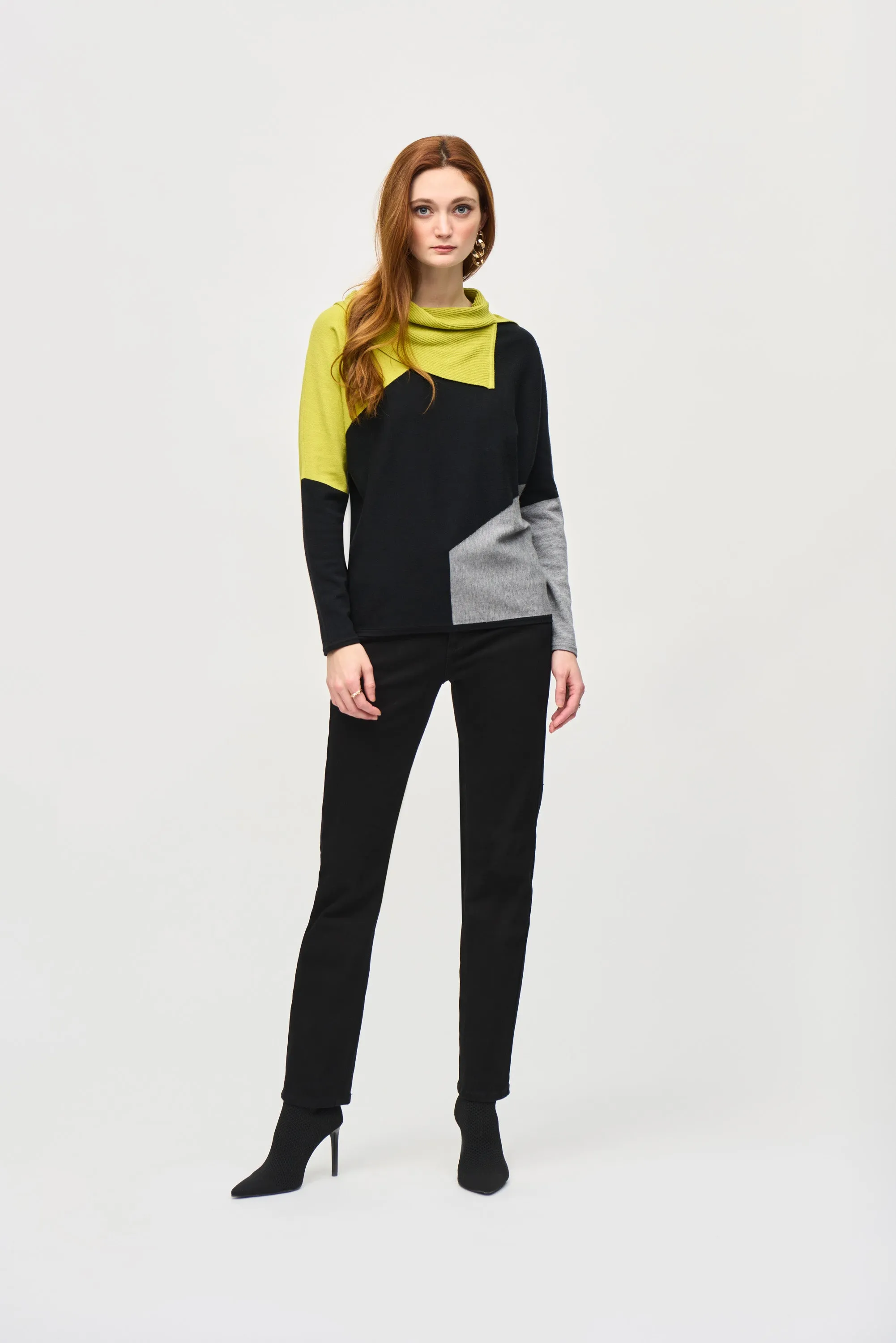 Color-Block Jacquard Sweater Top