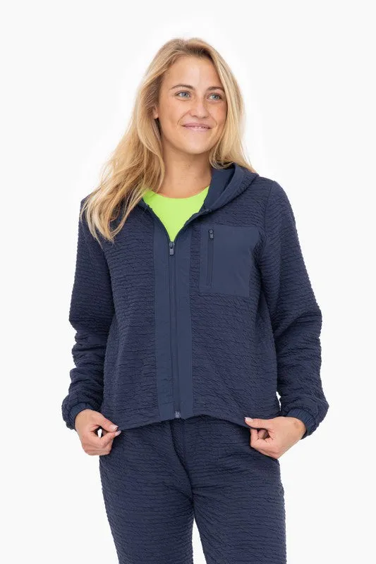 Cotton-Blend Textured Zip-Up Jacket