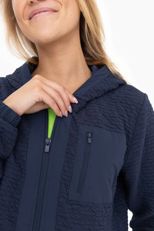 Cotton-Blend Textured Zip-Up Jacket