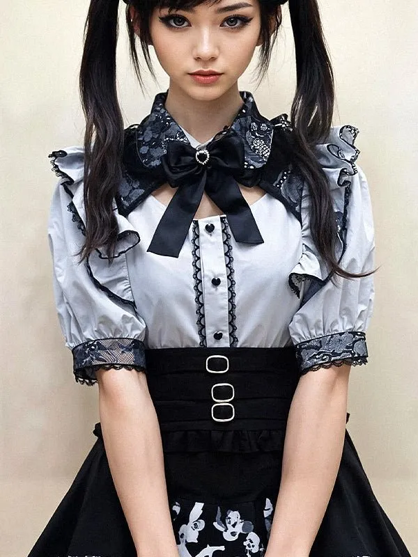 Cute Jirai Kei Lace Blouse - Perfect for Dark Academia Style