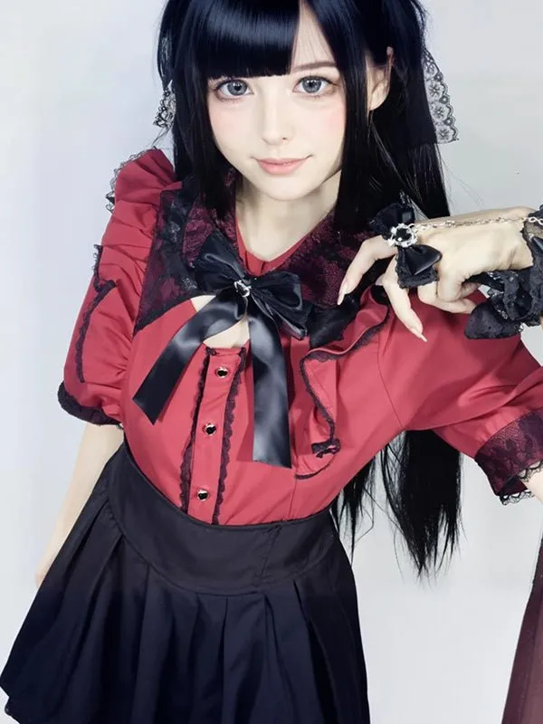 Cute Jirai Kei Lace Blouse - Perfect for Dark Academia Style