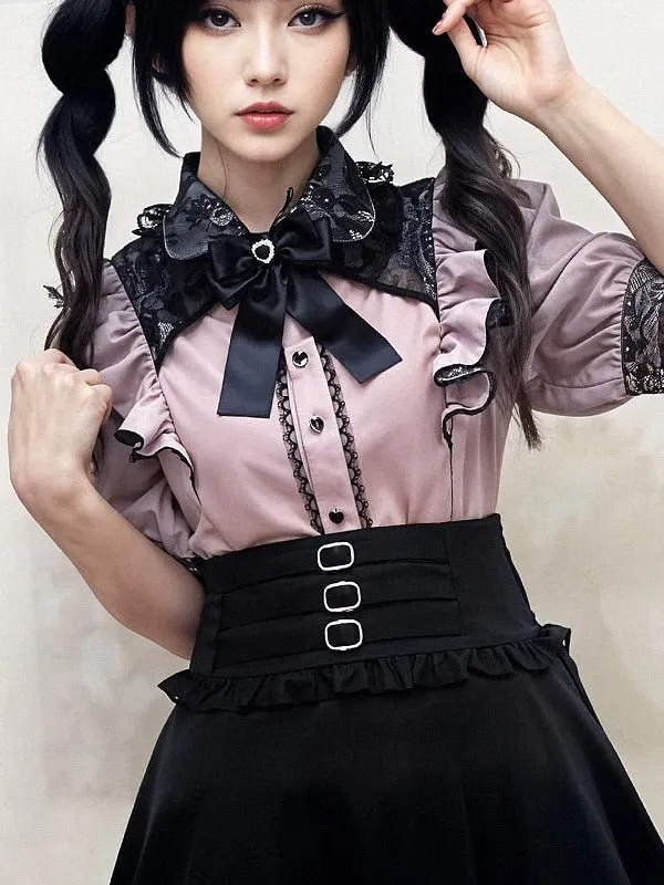 Cute Jirai Kei Lace Blouse - Perfect for Dark Academia Style