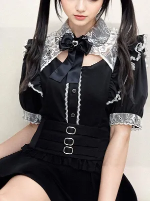 Cute Jirai Kei Lace Blouse - Perfect for Dark Academia Style