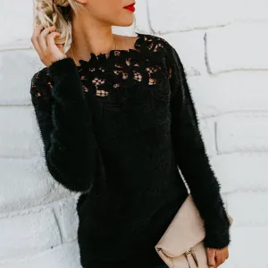Cutwork Long Sleeve Warm Top