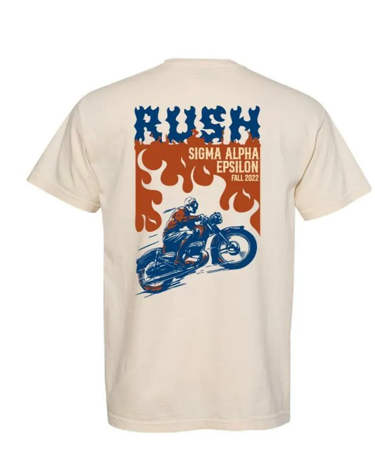 Edgy Flame Biker Fall Rush Shirt