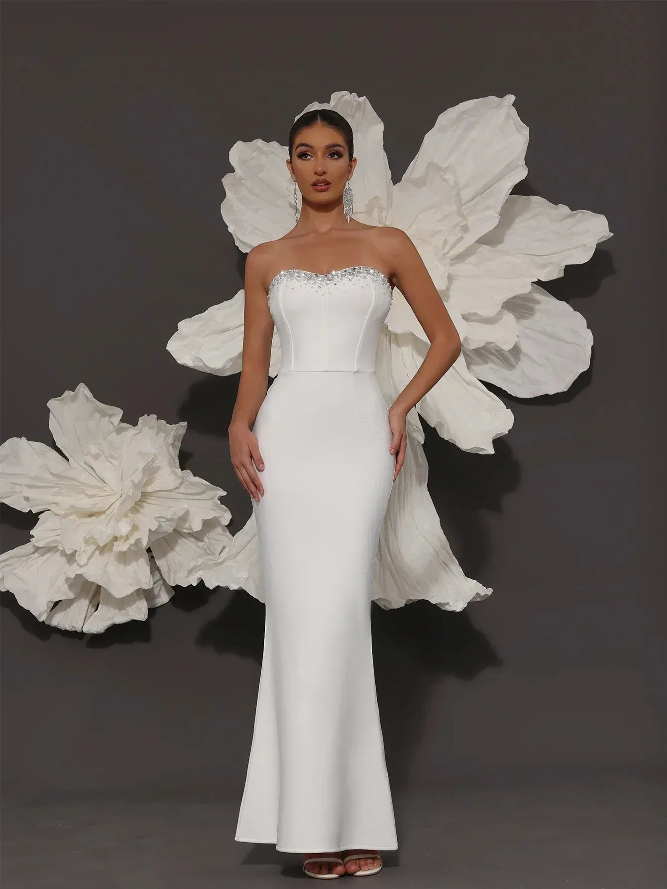 Elegant White Bandage Cocktail Dress