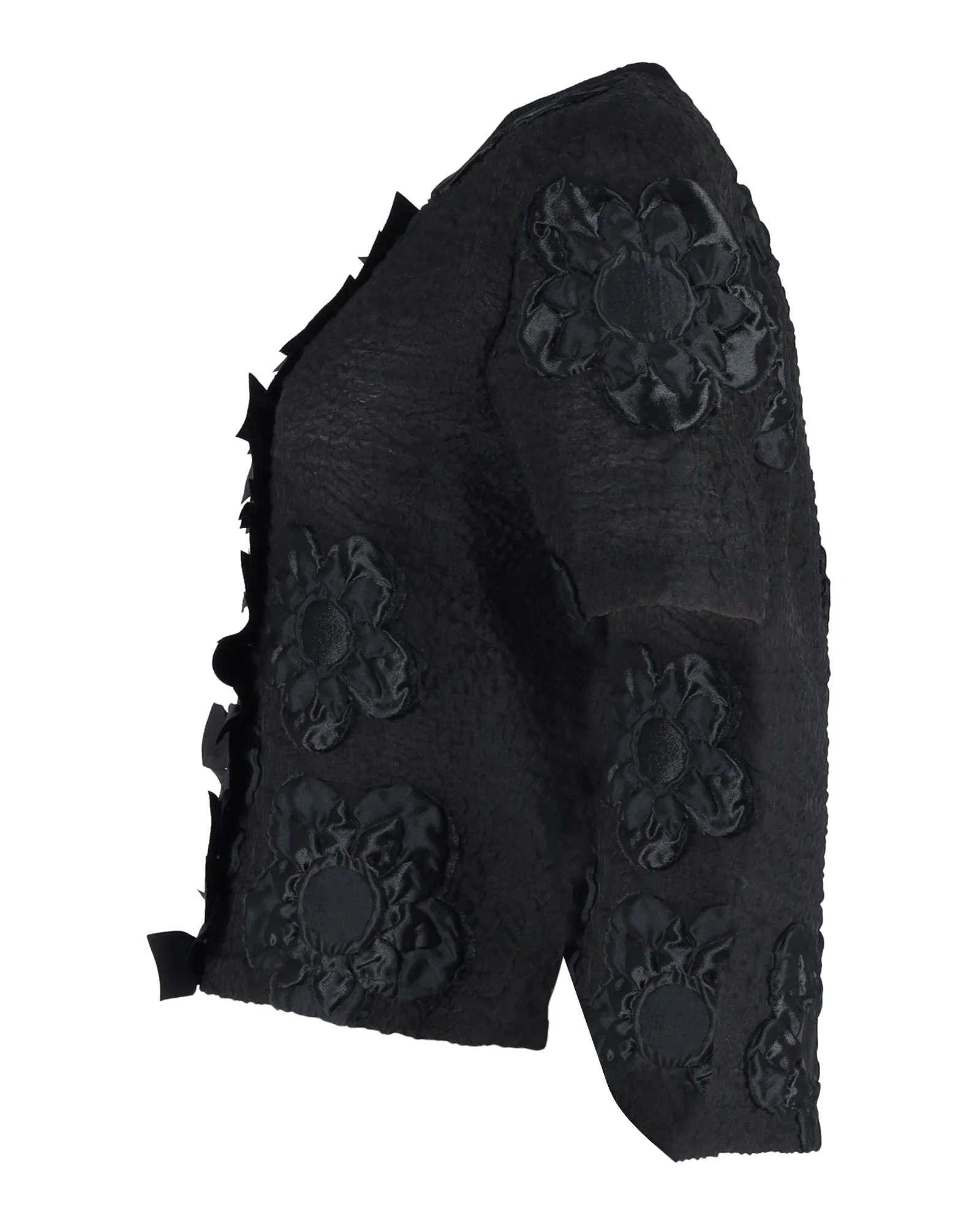 Fendi Embroidered Flower Blouse in Black Wool