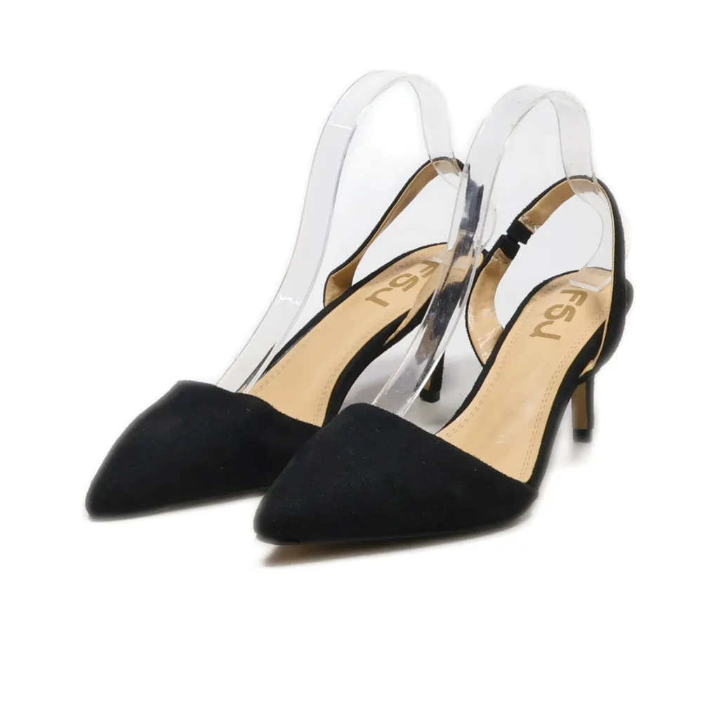 Fsj Kitten Heels Suede Black Colour For Women