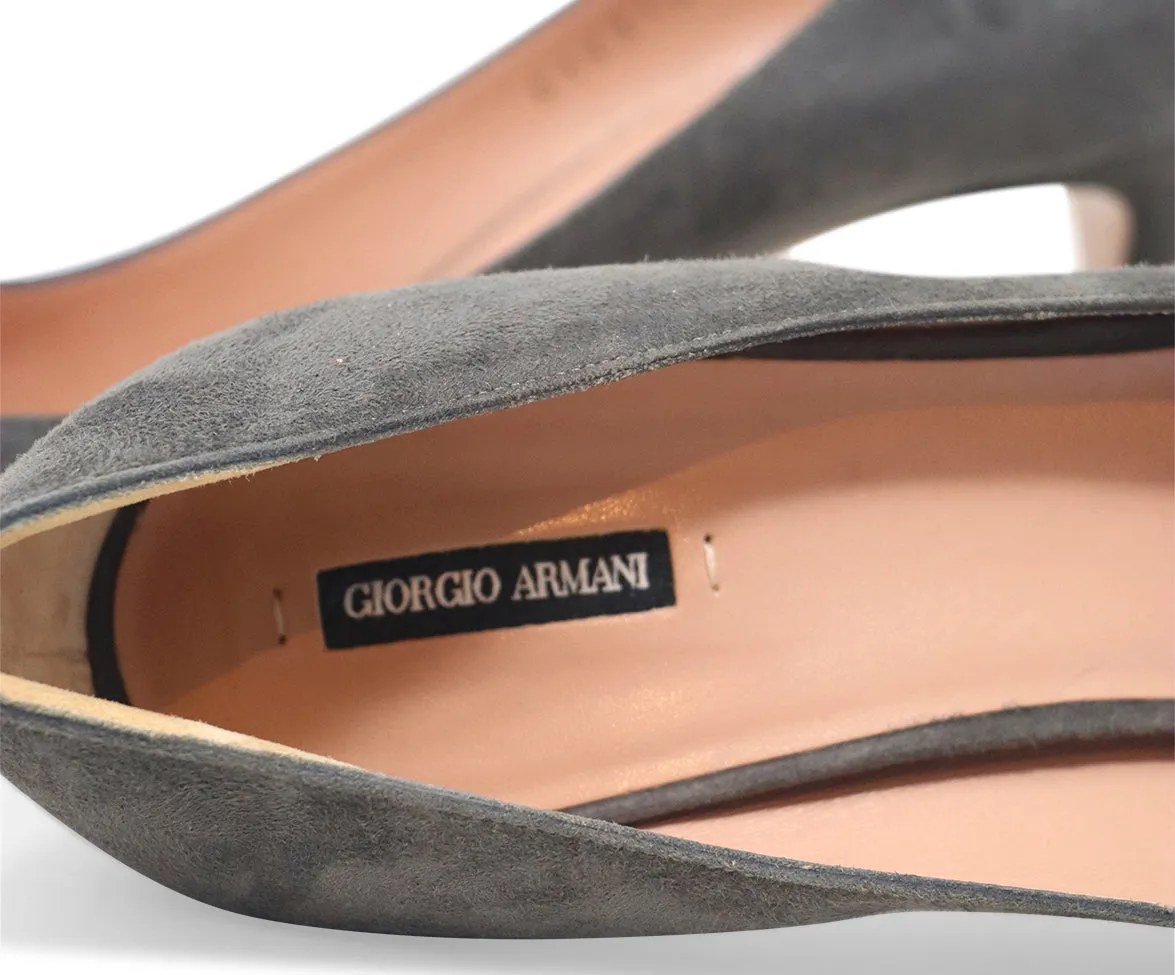 Giorgio Armani Grey Suede Heels sz 10