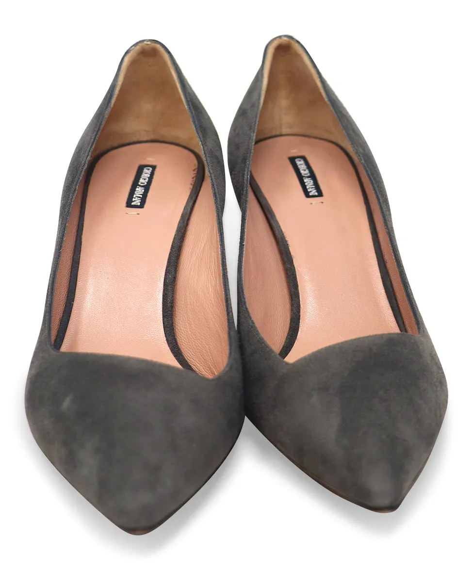 Giorgio Armani Grey Suede Heels sz 10