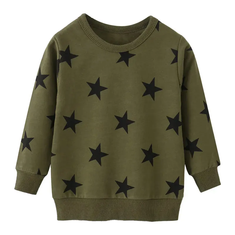 Kids Boys Stars Print Warm Winter Sweatshirts