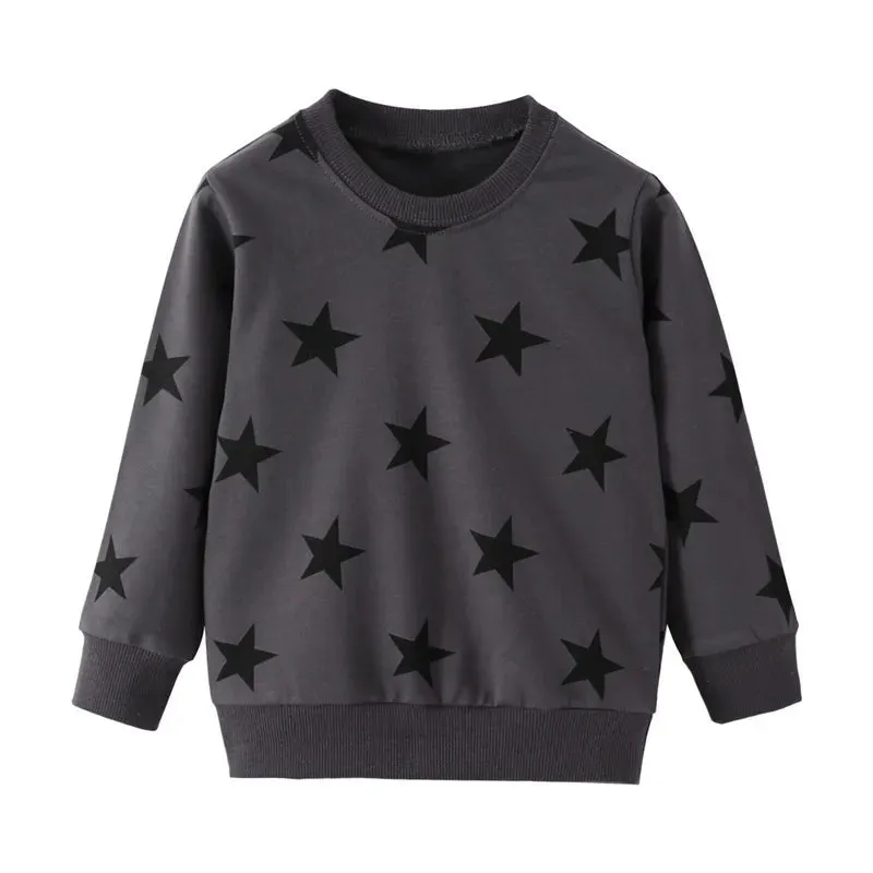 Kids Boys Stars Print Warm Winter Sweatshirts
