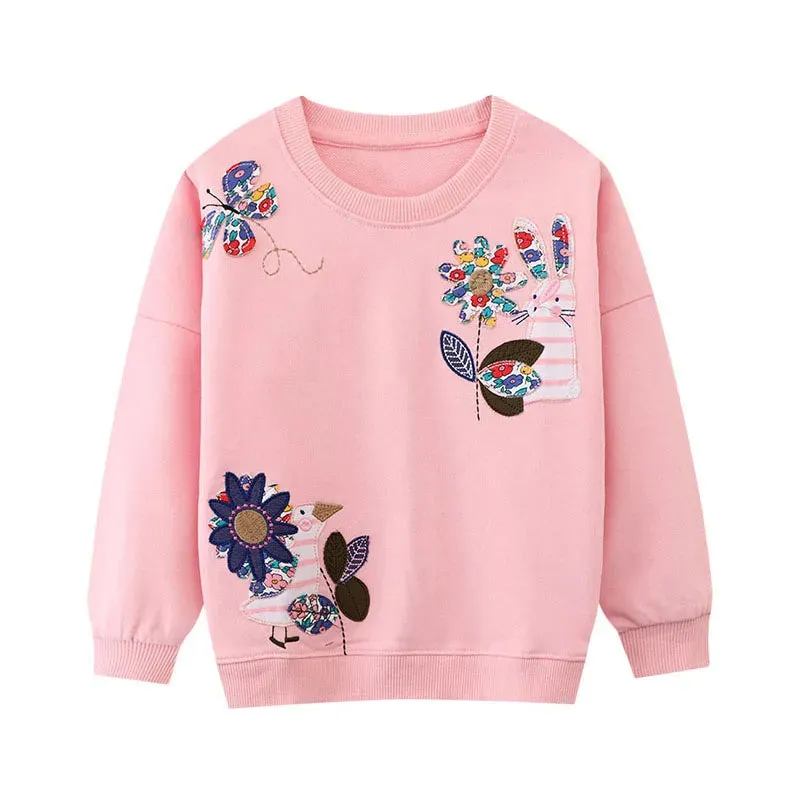 Kids Girls Flowers Birds Embroidery Casual Outerwear