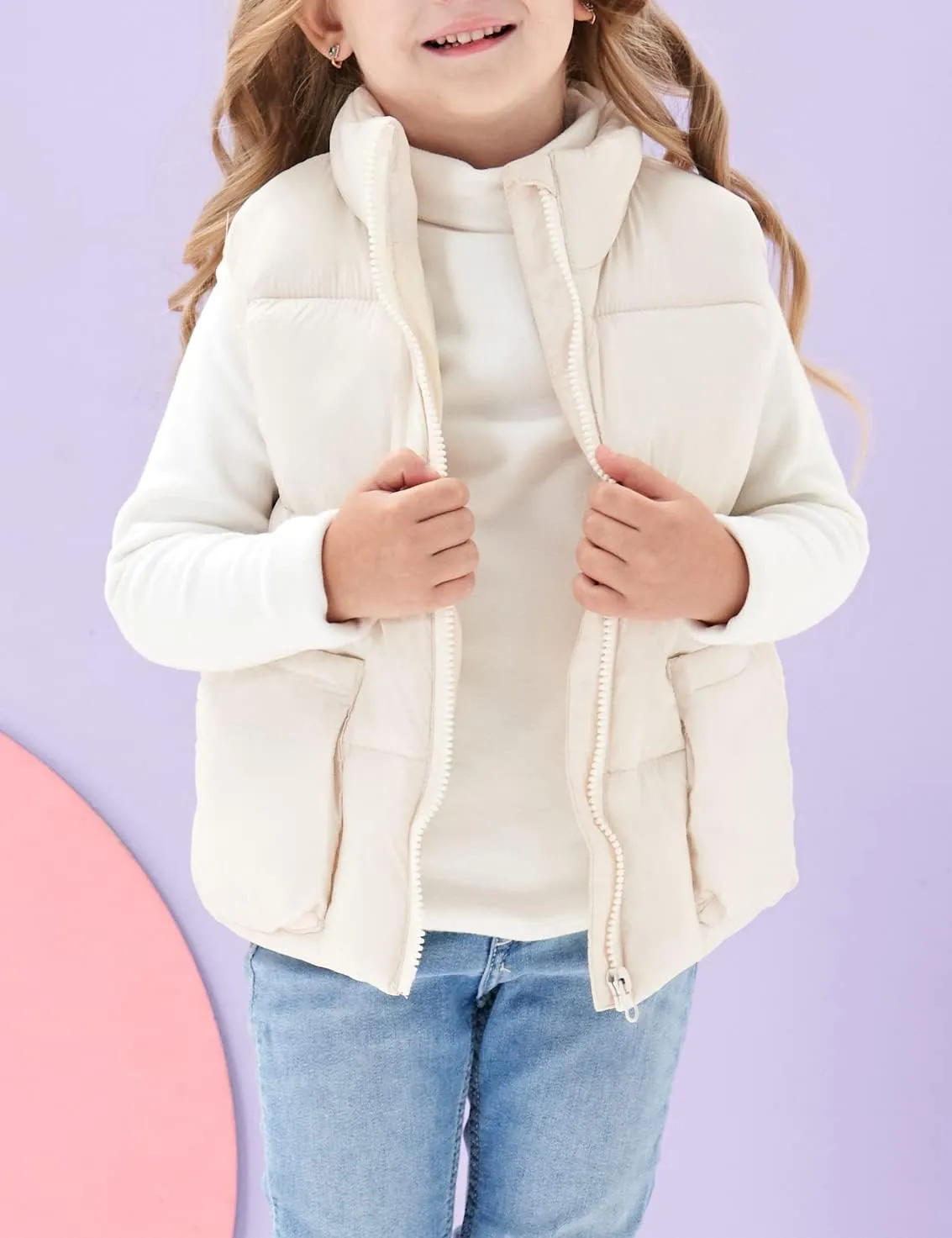 Kids Puffer Vest Lightweight Waterproof Sleeveless Zip Up Outwear for Boys Girls