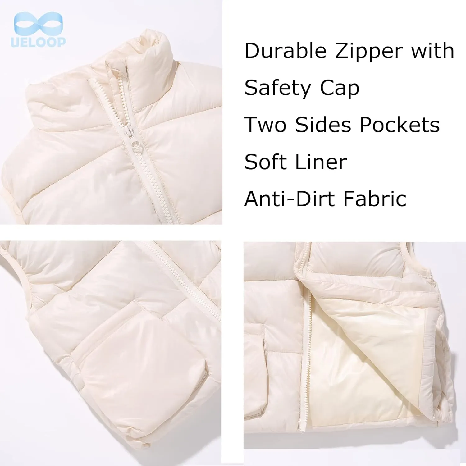 Kids Puffer Vest Lightweight Waterproof Sleeveless Zip Up Outwear for Boys Girls