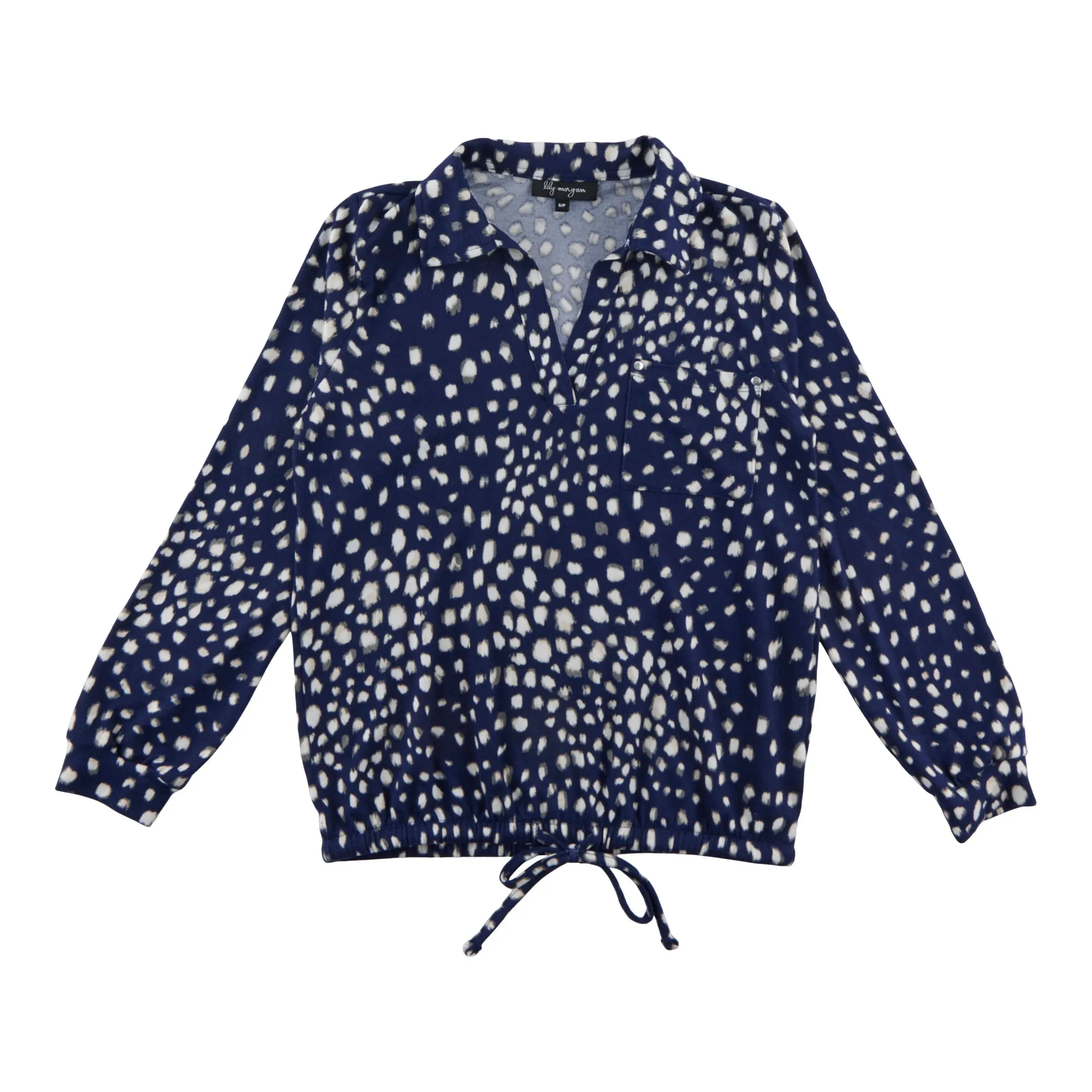 lily morgan Women's Collared Tie Front Top