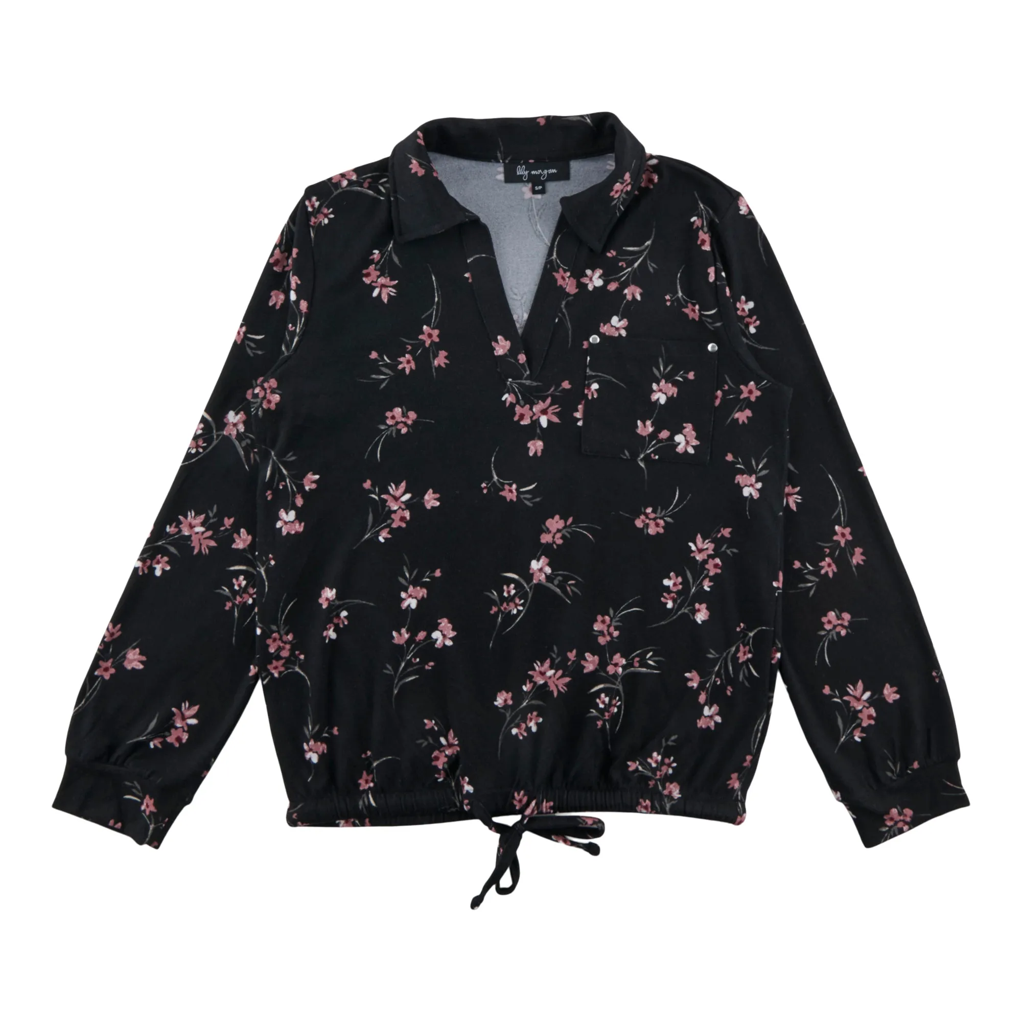 lily morgan Women's Collared Tie Front Top