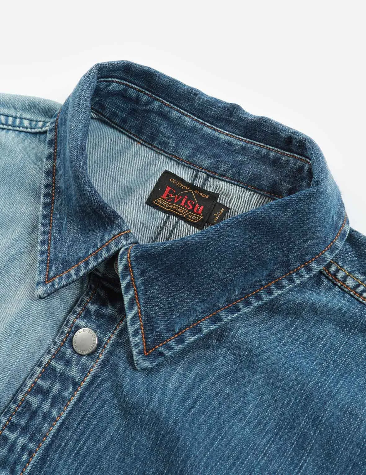 Logo Print and Appliqué Half & Half Denim Shirt