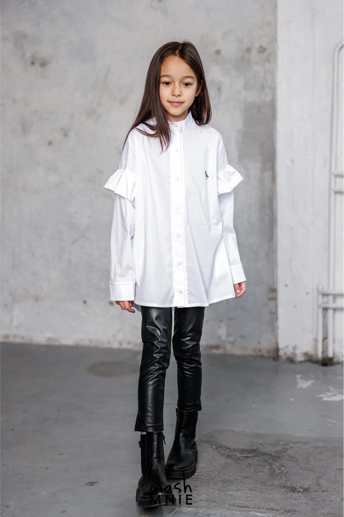 MashMnie Girls' Black Insulated Eco Leather Leggings | S-141-1
