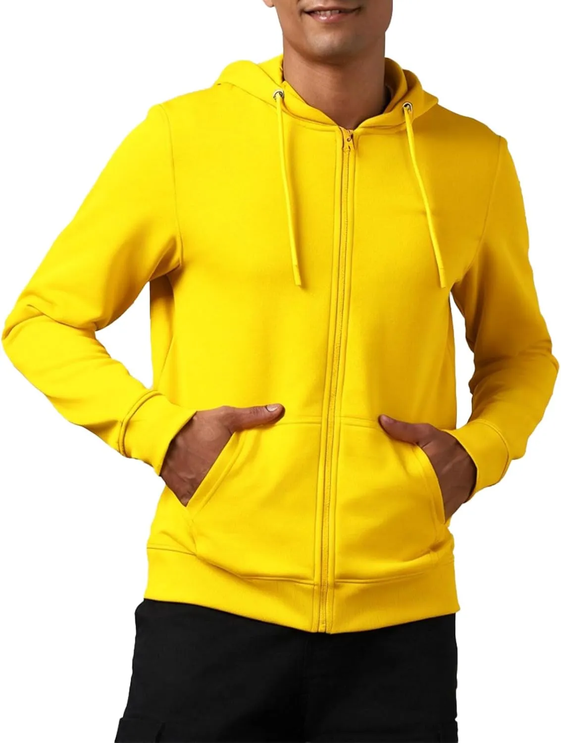 Mens Zip Up Hoodie Long Sleeve Fleece Full-zip Hooded Sweatshirt Pullover With Kangaroo Pocket S-3XL