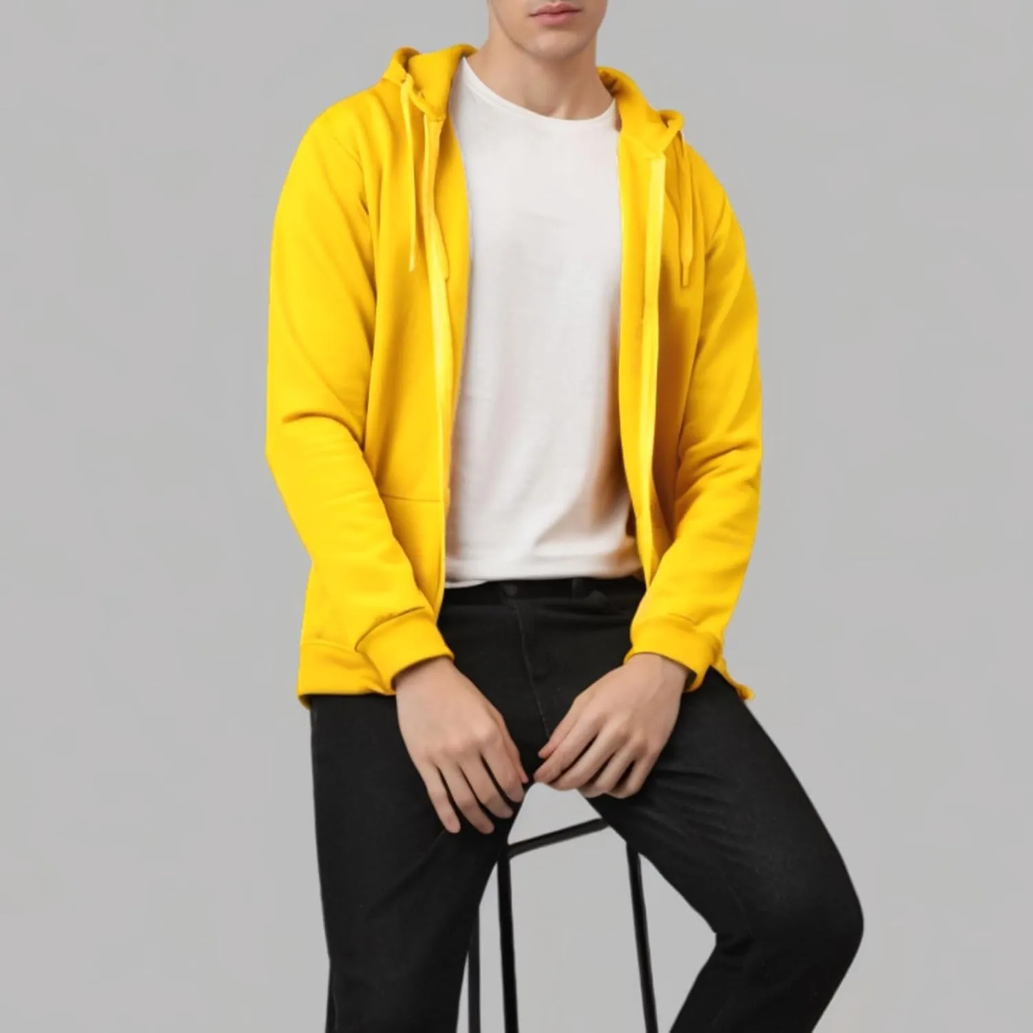 Mens Zip Up Hoodie Long Sleeve Fleece Full-zip Hooded Sweatshirt Pullover With Kangaroo Pocket S-3XL