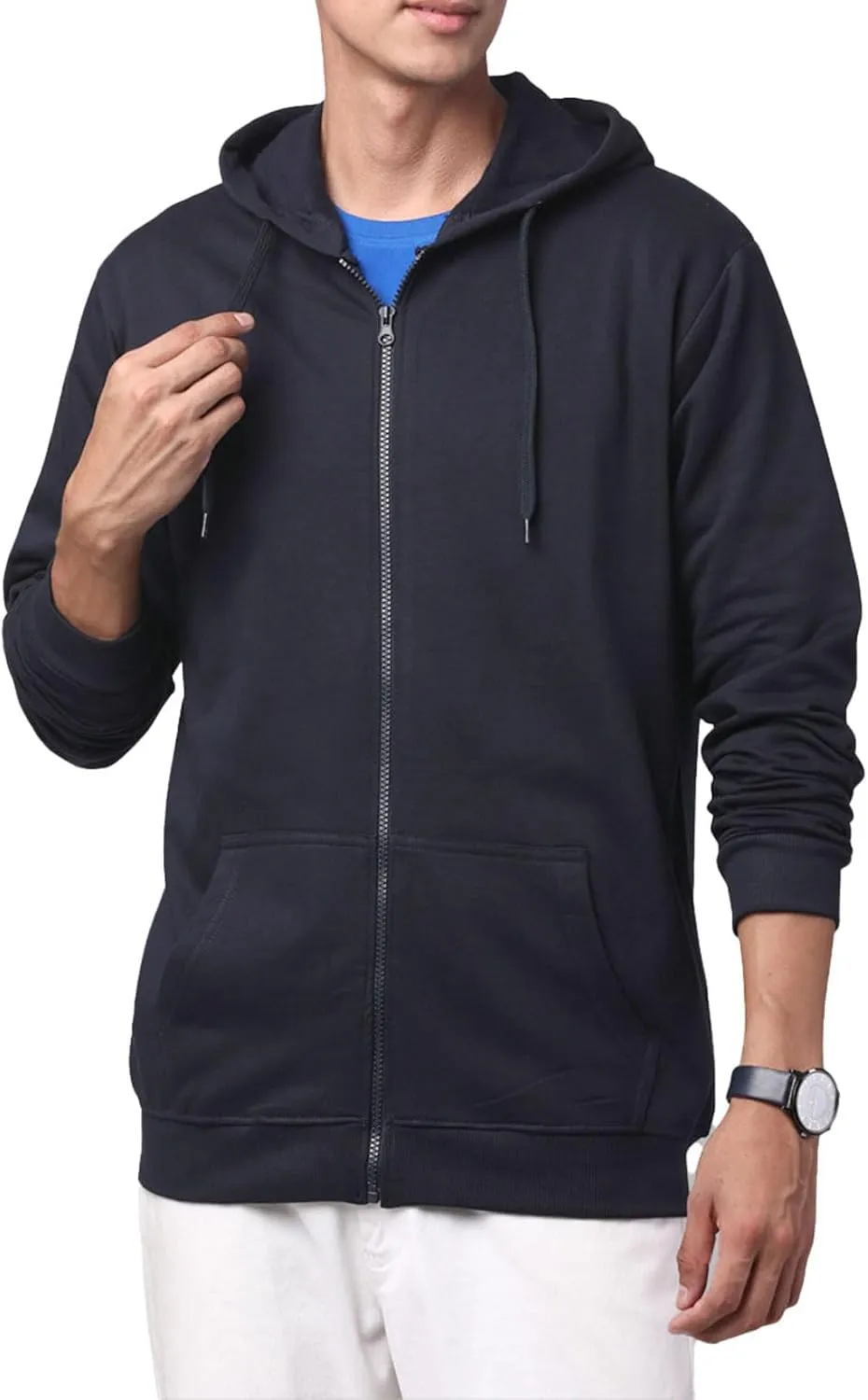 Mens Zip Up Hoodie Long Sleeve Fleece Full-zip Hooded Sweatshirt Pullover With Kangaroo Pocket S-3XL