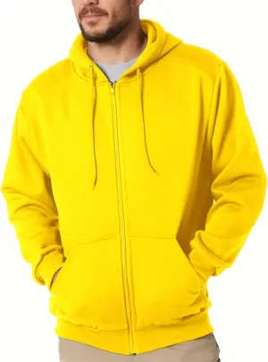 Mens Zip Up Hoodie Long Sleeve Fleece Full-zip Hooded Sweatshirt Pullover With Kangaroo Pocket S-3XL