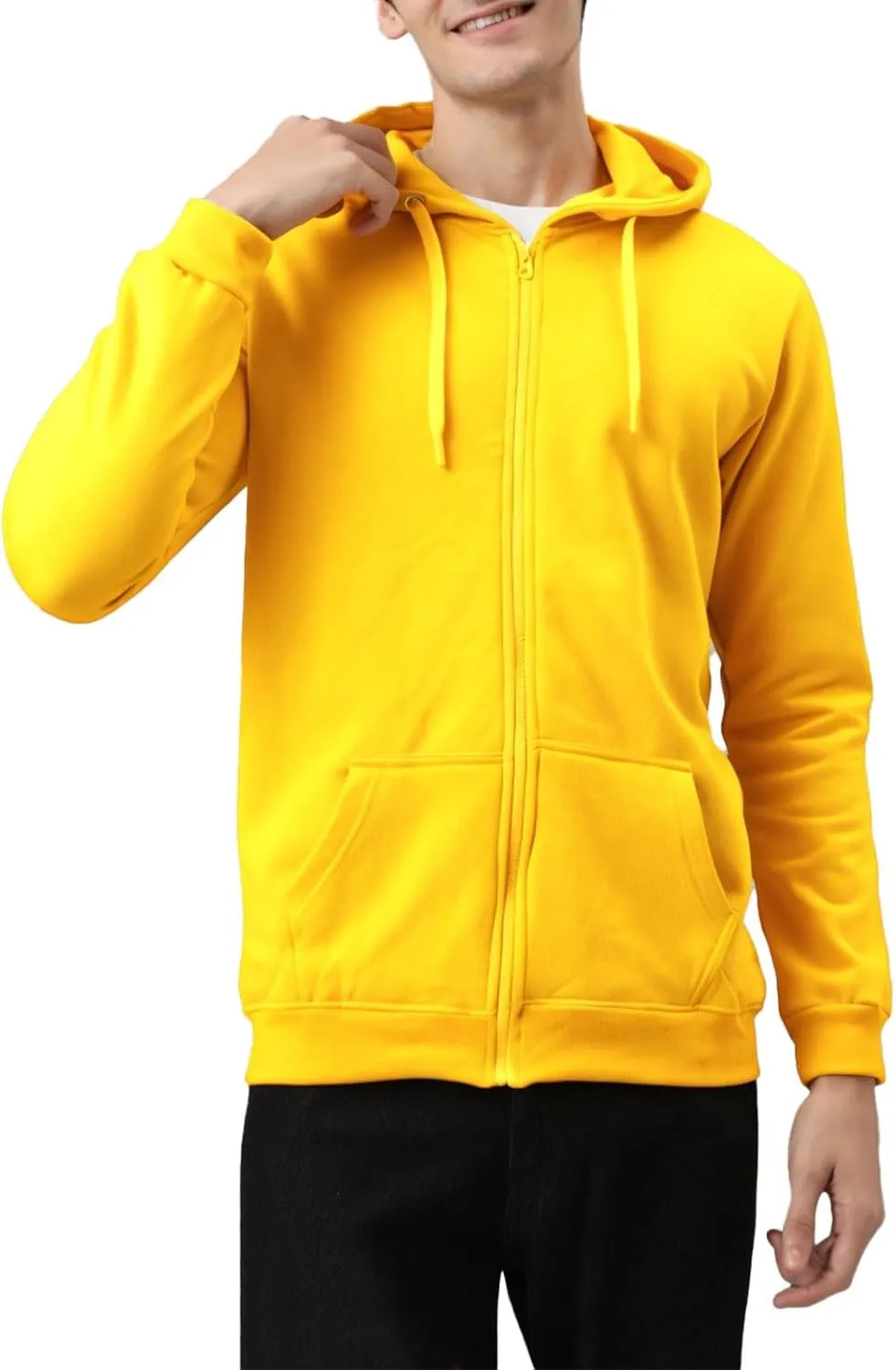 Mens Zip Up Hoodie Long Sleeve Fleece Full-zip Hooded Sweatshirt Pullover With Kangaroo Pocket S-3XL