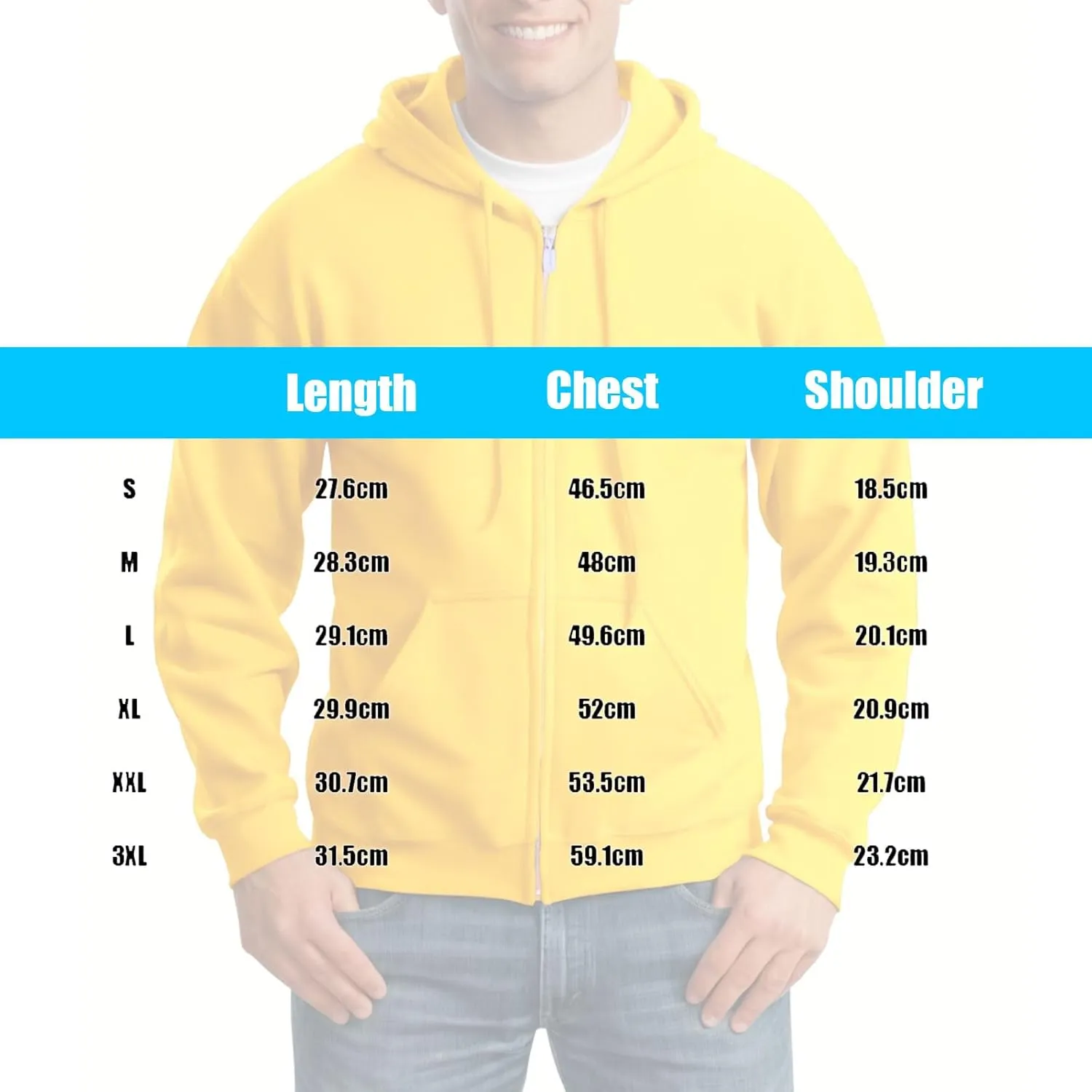 Mens Zip Up Hoodie Long Sleeve Fleece Full-zip Hooded Sweatshirt Pullover With Kangaroo Pocket S-3XL